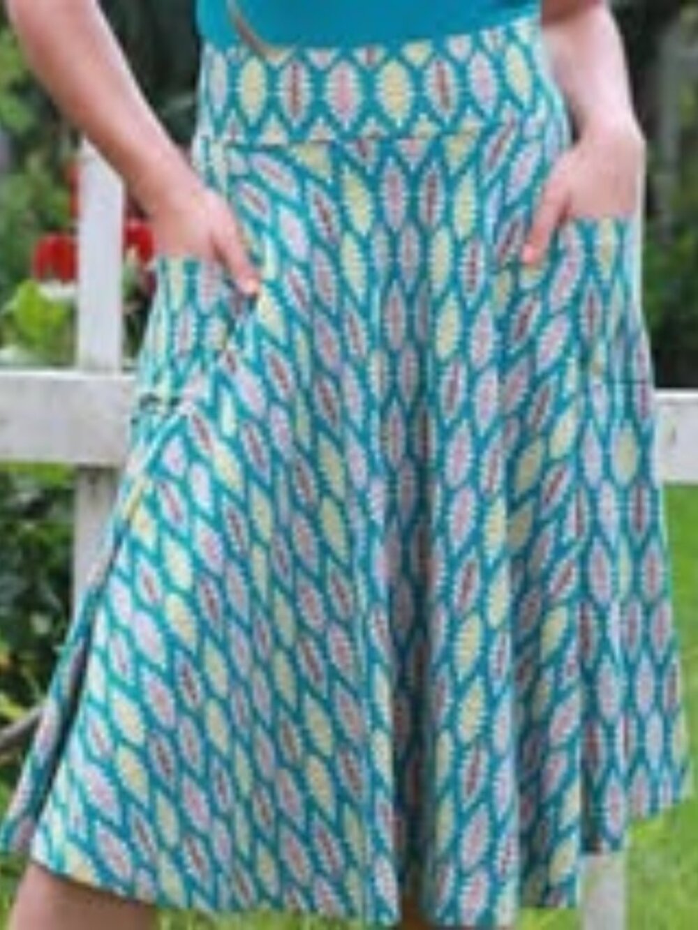 Effie's Heart Teal Patterned A-Line Skirt